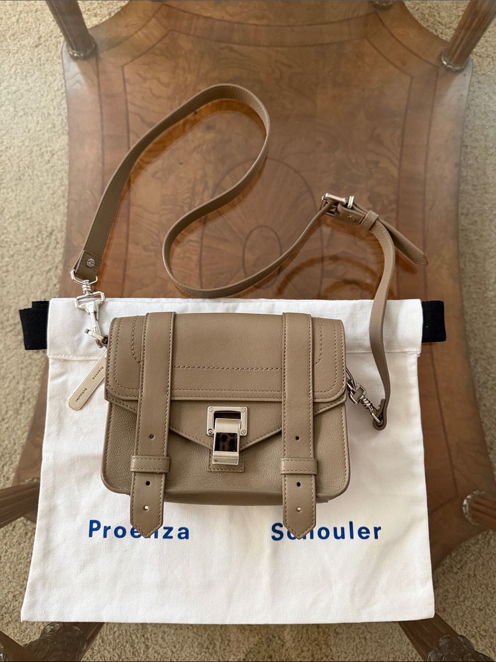 Proenza Schouler Taupe Leather PS1 Mini Crossbody Bag 💼